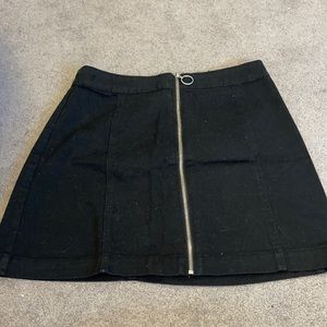 Black Zip Up Jean Skirt